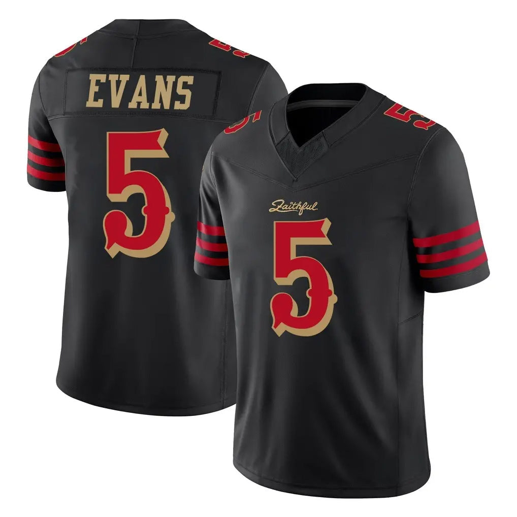 harde SF.49ers #5 Mike Evans Player Black Limited Rivalries Collection Home Game Stitched Jerseys