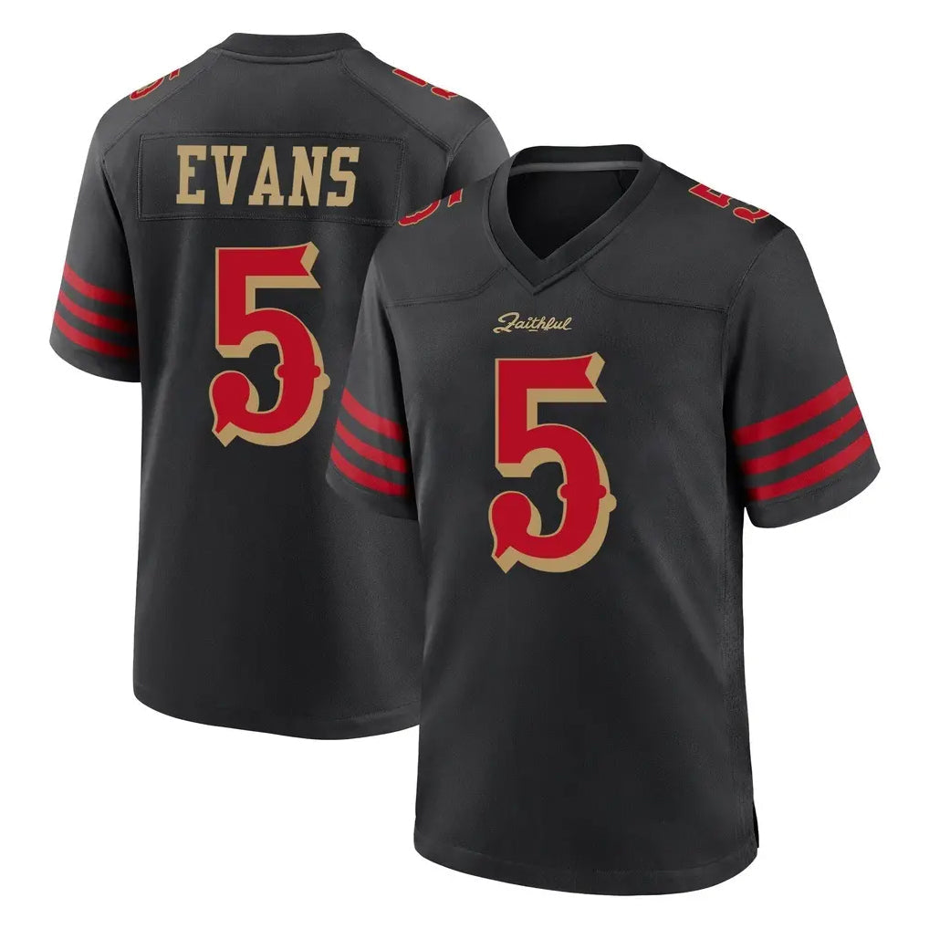 harde SF.49ers #5 Mike Evans Player Black Rivalries Collection Home Game Stitched Jerseys