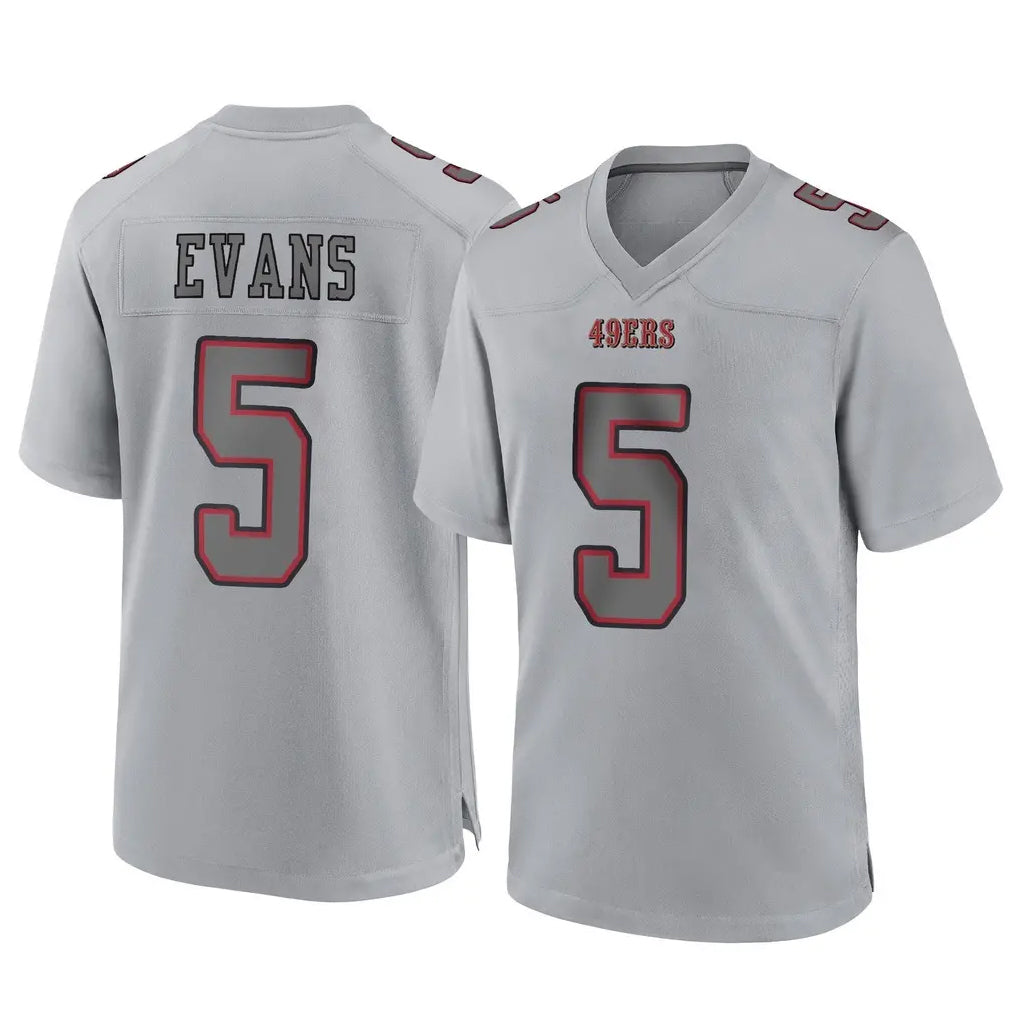 harde SF.49ers #5 Mike Evans Player Gray Atmosphere Fashion Home Game Stitched Jerseys