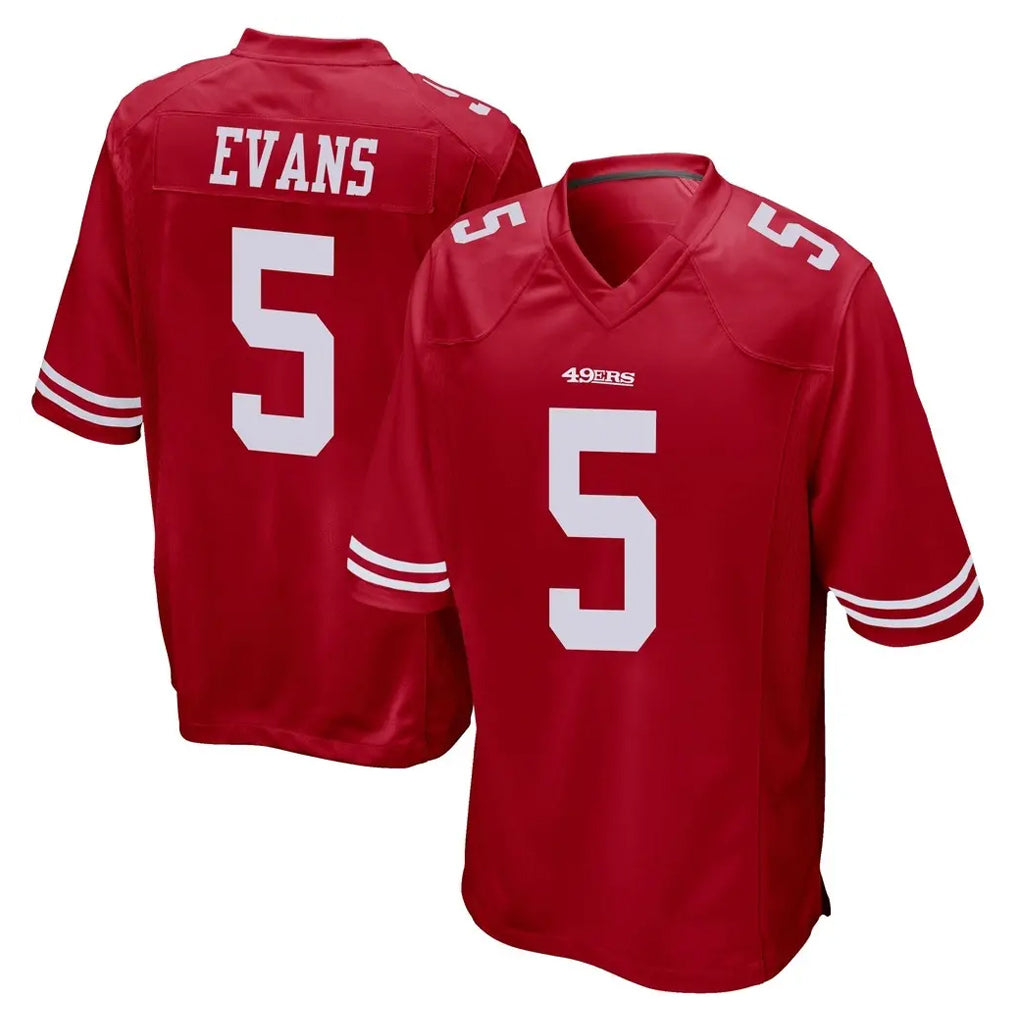 harde SF.49ers #5 Mike Evans Player Red Home Game Stitched Jerseys