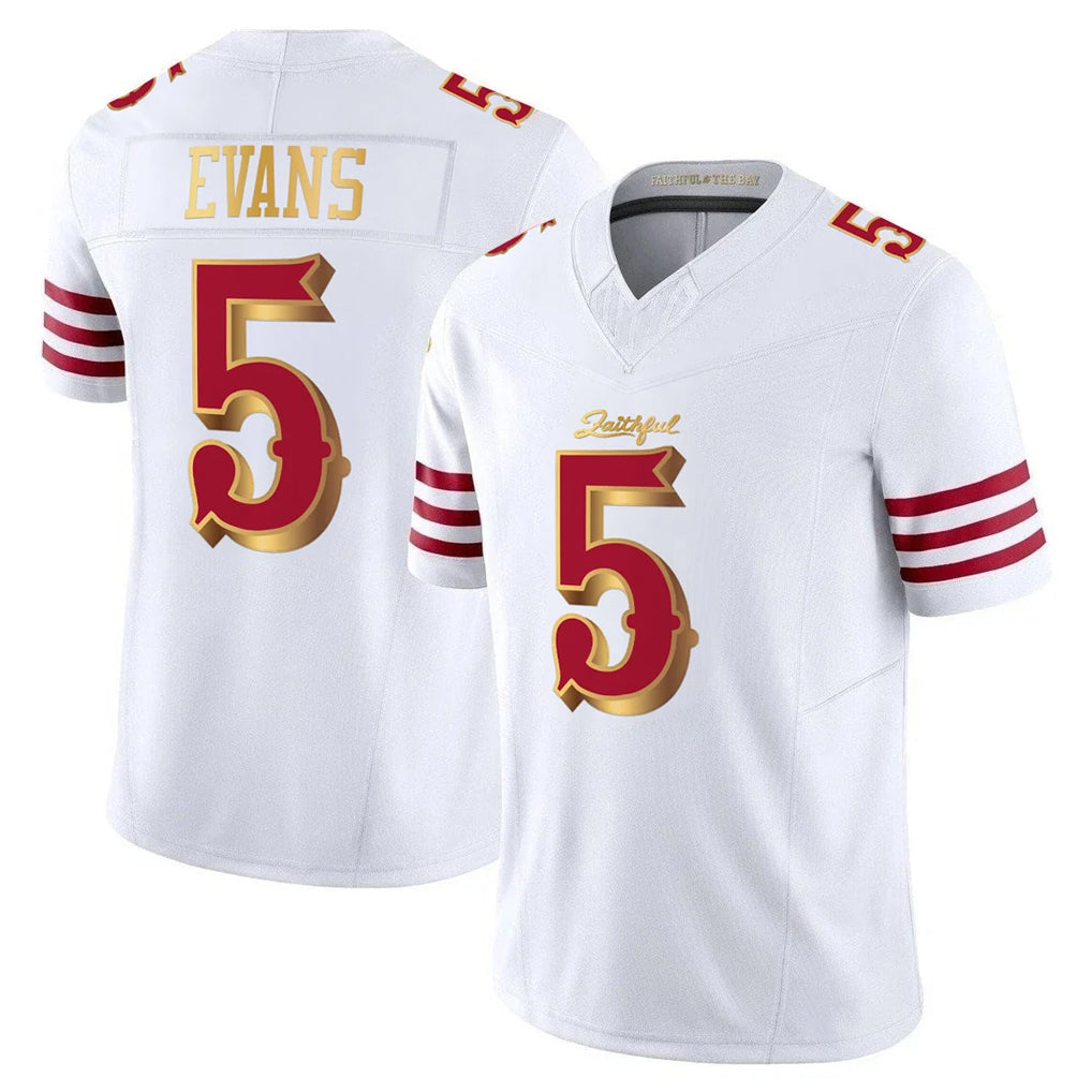 harde SF.49ers #5 Mike Evans Player White 2025 Rivalries Collection Game Limited Stitched Jerseys
