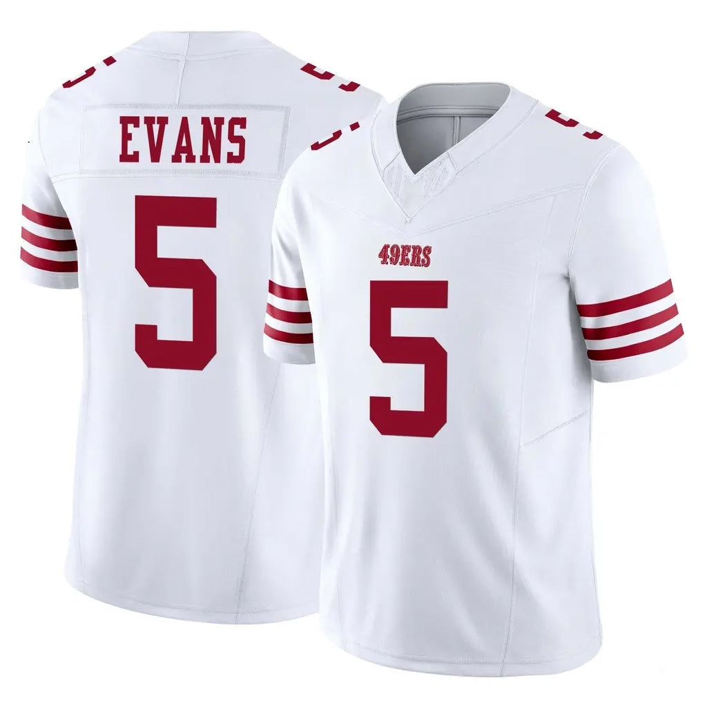 harde SF.49ers #5 Mike Evans Player White Limited Vapor F.U.S.E. Home Game Stitched Jerseys