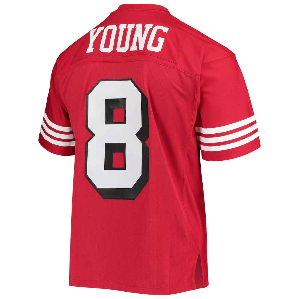 harde SF.49ers #8 Steve Young Mitchell & Ness Scarlet Legacy Replica Stitched Puhic Jersey