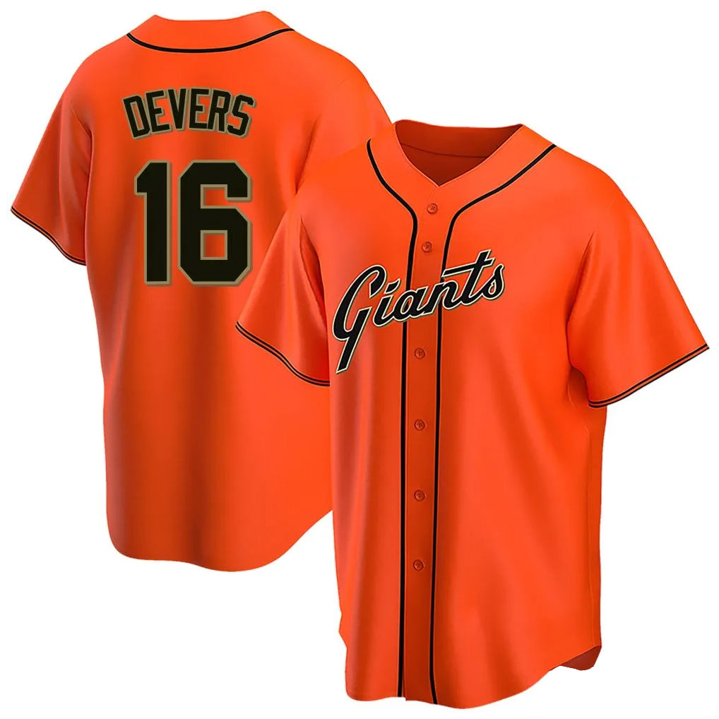 harde SF.Giants #16 Rafael Devers Player Orange Home Game Stitched Jerseys