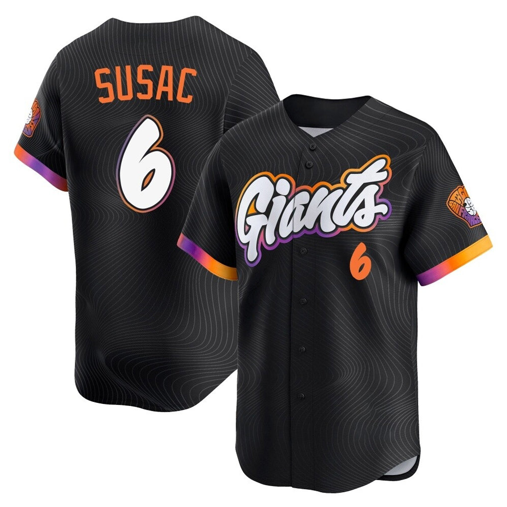 harde SF.Giants #6 Daniel Susac Player Black 2025 City Connect Home Limited Stitched Jerseys