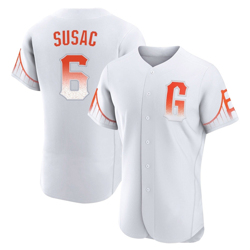 harde SF.Giants #6 Daniel Susac Player White City Connect Home Limited Elite Stitched Jerseys