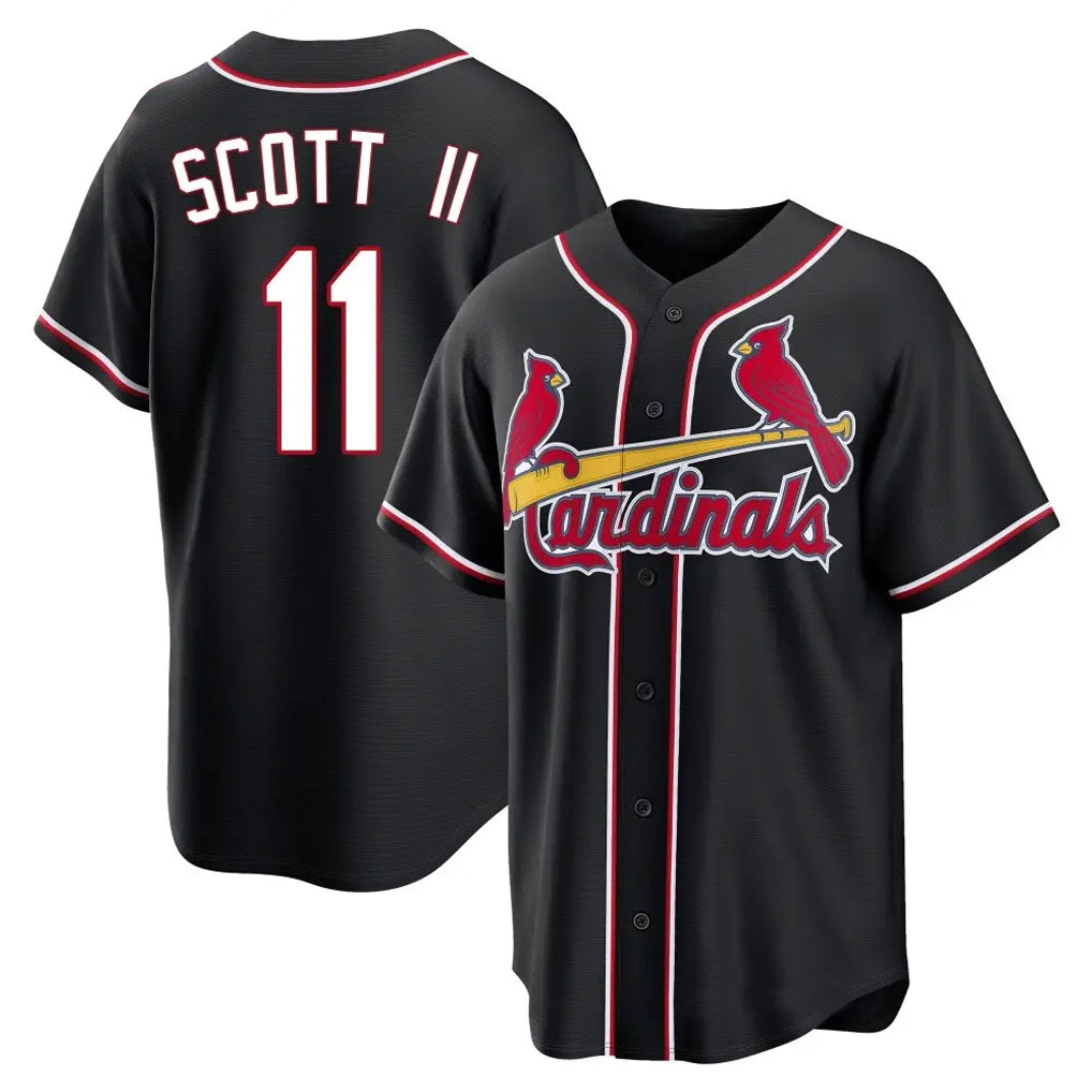 harde St. Louis Cardinals #11 Victor Scott II Player Black Carbon Fashio Game Stitched Jerseys