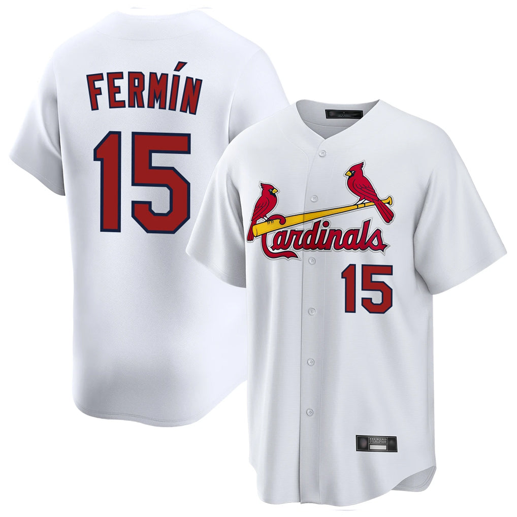harde St. Louis Cardinals #15 Jose Fermin Player White Home Game Stitched Jerseys