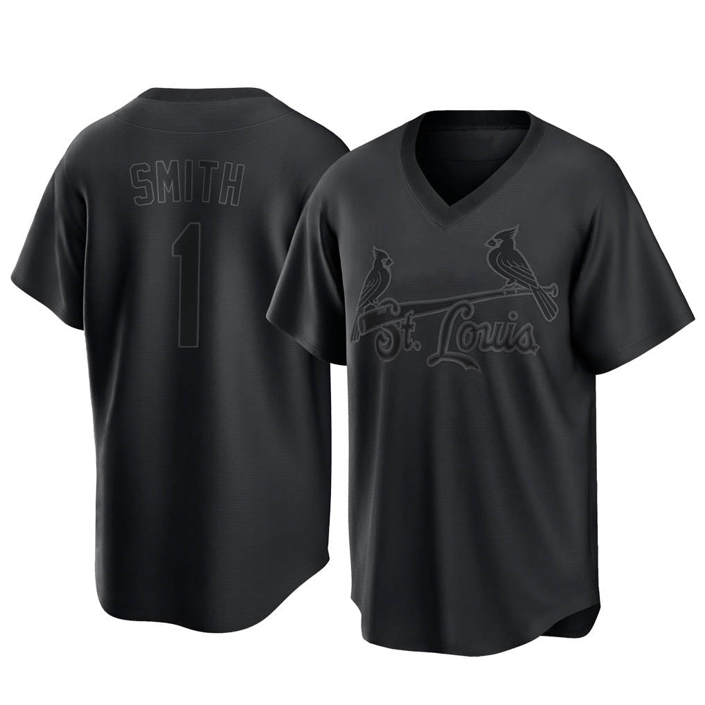 harde St. Louis Cardinals #1 Ozzie Smith Player Black City Connect T-shirt Stitched Jerseys