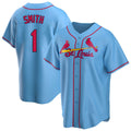 harde St. Louis Cardinals #1 Ozzie Smith Player Light Blue Home Game Stitched Jerseys