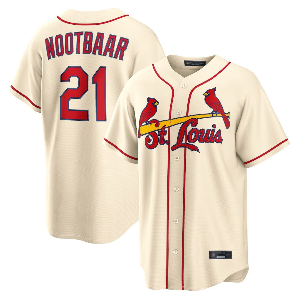 harde St. Louis Cardinals #21 Lars Nootbaar Player Cream Home Game Stitched Jerseys