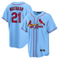harde St. Louis Cardinals #21 Lars Nootbaar Player Light Blue Home Game Stitched Jerseys