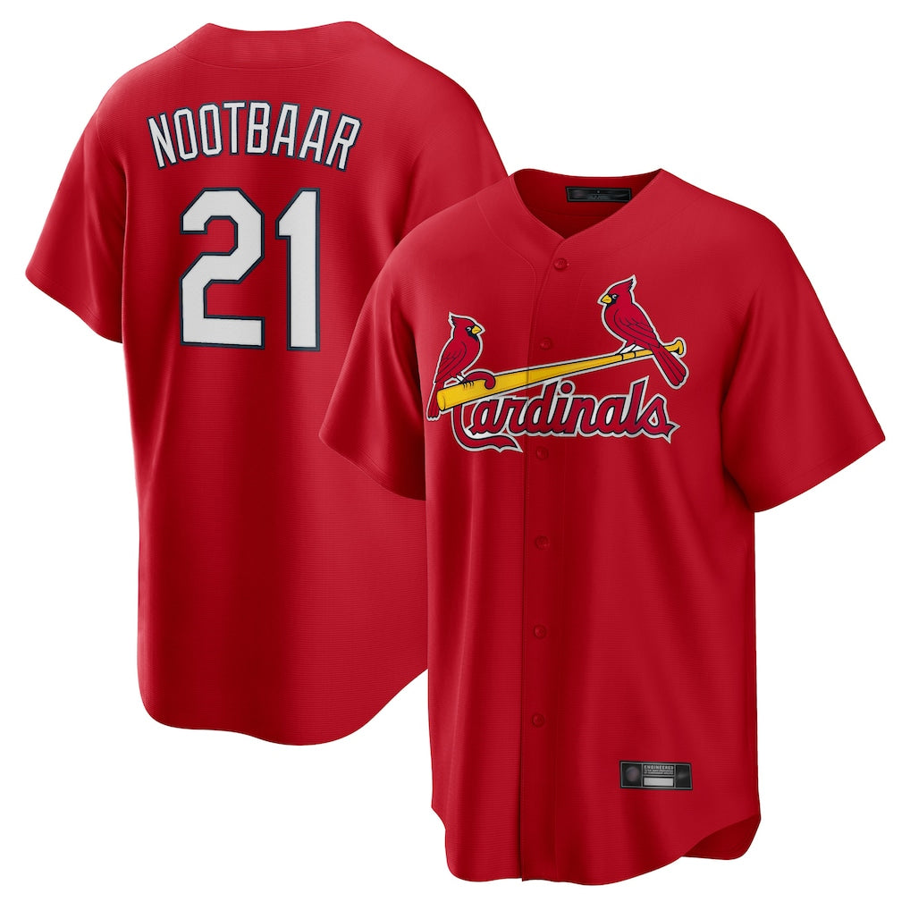 harde St. Louis Cardinals #21 Lars Nootbaar Player Red Home Game Stitched Jerseys