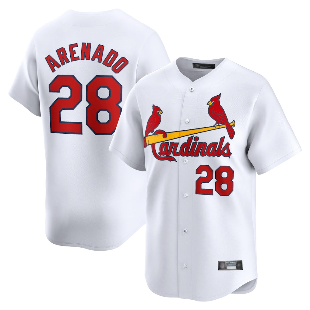 harde St. Louis Cardinals #28 Nolan Arenado Player White Home Limited Stitched Jerseys