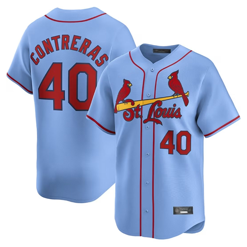 harde St. Louis Cardinals #40 Willson Contreras Player Light Blue Home Limited Stitched Jerseys