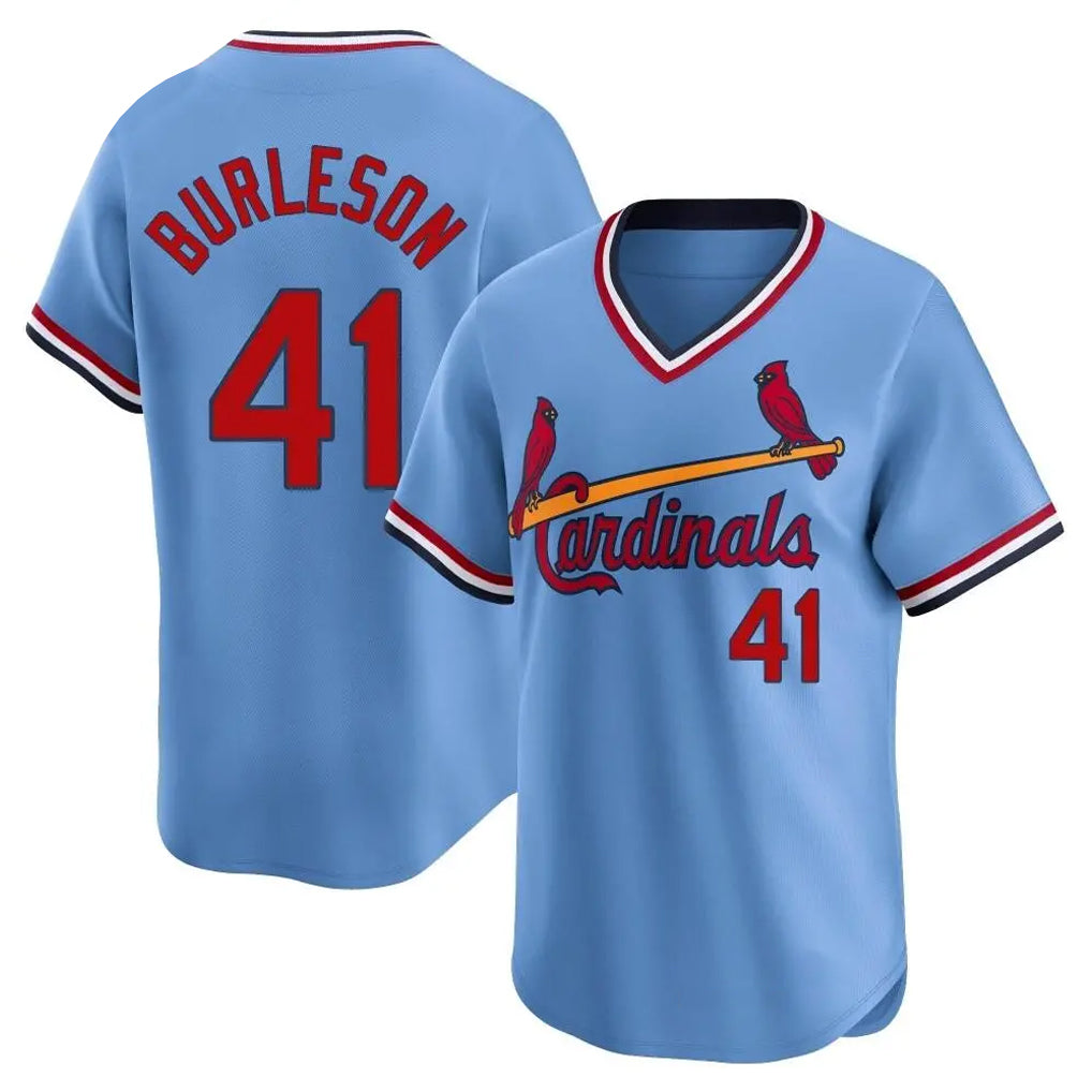 harde St. Louis Cardinals #41 Alec Burlesona Player Light Blue City Connect Home T-shirt Stitched Jerseys