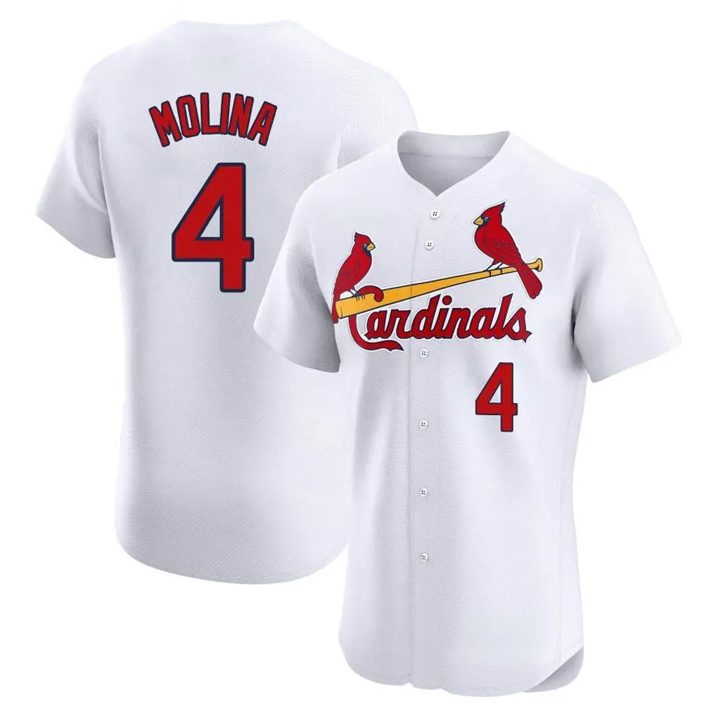 harde St. Louis Cardinals #4 Yadier Molina Player White Home Limited Elite Stitched Jerseys