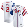 harde TB.Rays #2 Yandy Diaz Player White 2025 Independence Day Vapor Premier Limited Stitched Jerseys