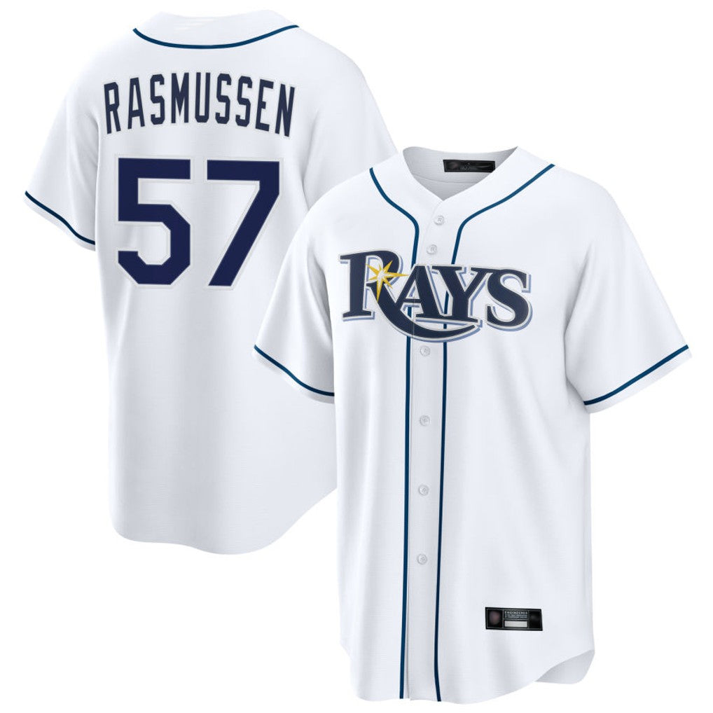 harde TB.Rays #57 Drew Rasmussen Player White Home Game Stitched Jerseys