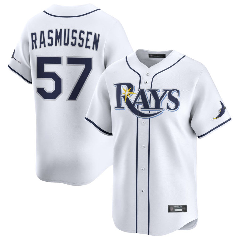 harde TB.Rays #57 Drew Rasmussen Player White Home Limited Stitched Jerseys