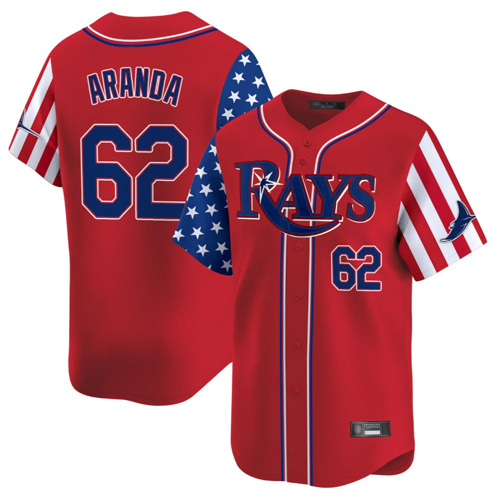 harde TB.Rays #62 Jonathan Aranda Player Red 2025 Independence Day Vapor Premier Limited Stitched Jerseys