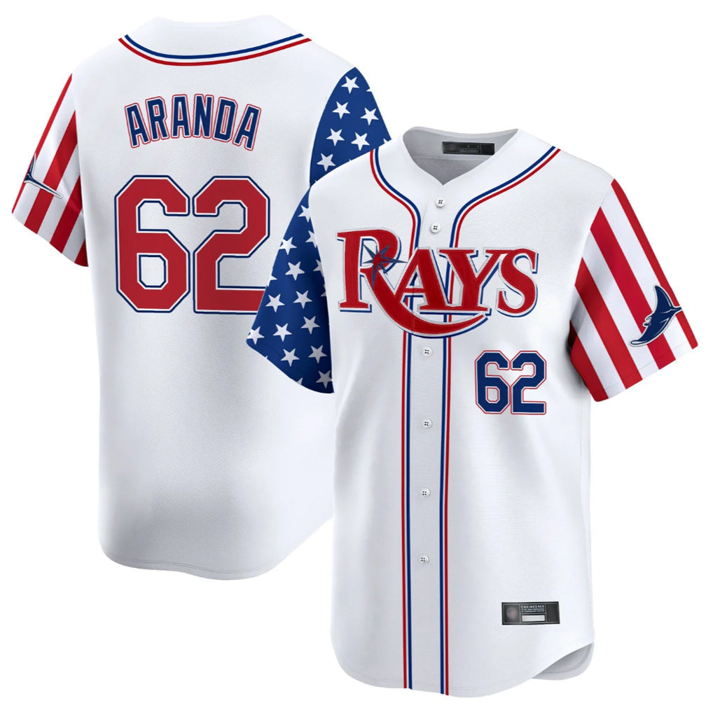 harde TB.Rays #62 Jonathan Aranda Player White 2025 Independence Day Vapor Premier Limited Stitched Jerseys