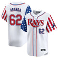 harde TB.Rays #62 Jonathan Aranda Player White 2025 Independence Day Vapor Premier Limited Stitched Jerseys