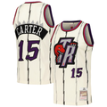 harde T.Raptors #15 Vince Carter Mitchell & Ness Cream Chainstitch Swingman Jerseys