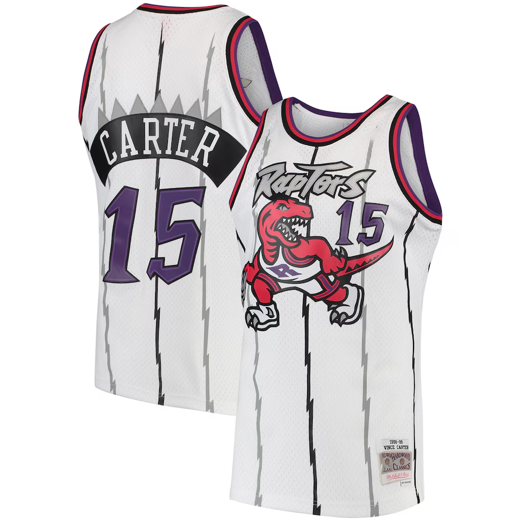 harde T.Raptors #15 Vince Carter Mitchell & Ness White 1998-99 Hardwood Classics Swingman Jerseys