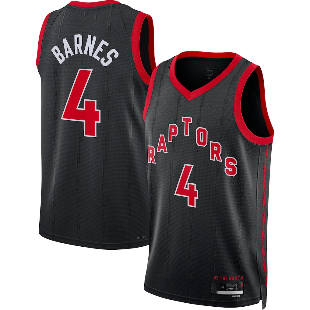 harde T.Raptors #4 Scottie Barnes Black Swingman Jerseys - Statement Edition