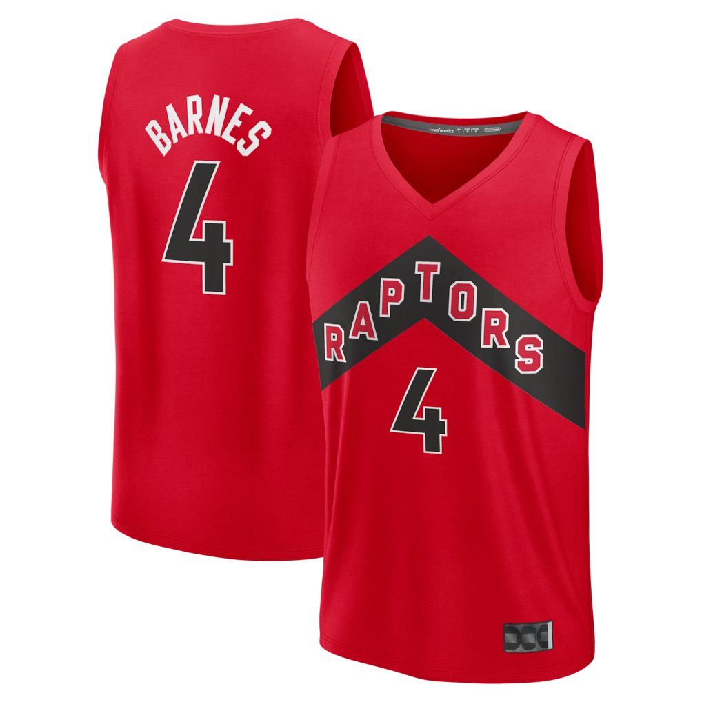 harde T.Raptors #4 Scottie Barnes Red Fast Break Replica Jerseys - Icon Edition