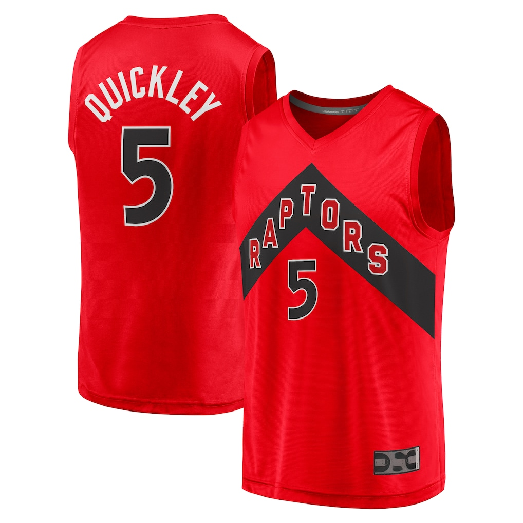 harde T.Raptors #5 Immanuel Quickley Red Fast Break Player Jerseys - Icon Edition