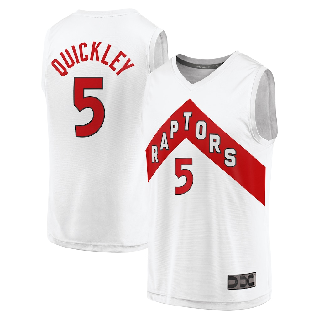 harde T.Raptors #5 Immanuel Quickley White Fast Break Player Jerseys - Association Edition