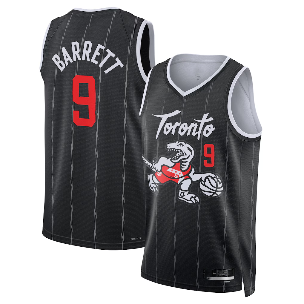 harde T.Raptors #9 RJ Barrett Black 2025-26 Swingman Jerseys - City Edition