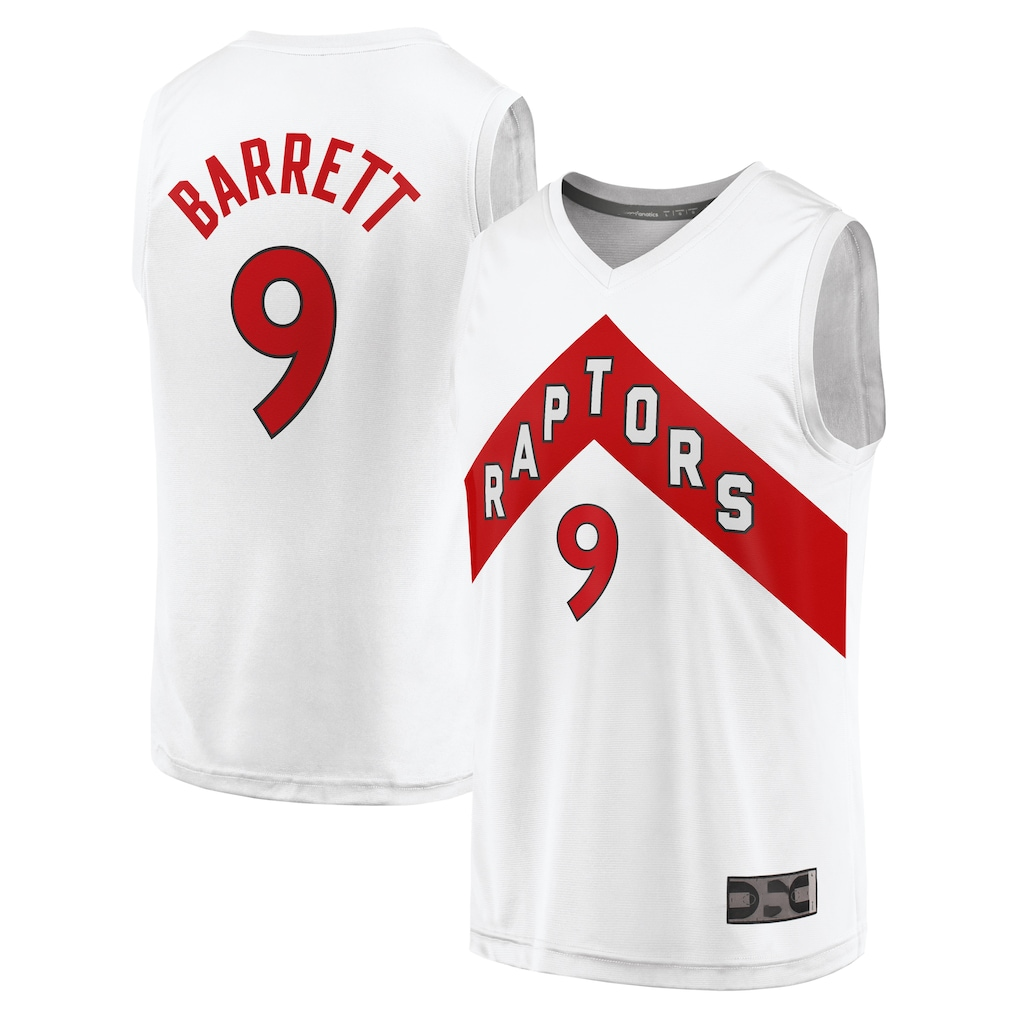 harde T.Raptors #9 RJ Barrett White Fast Break Player Jerseys - Association Edition