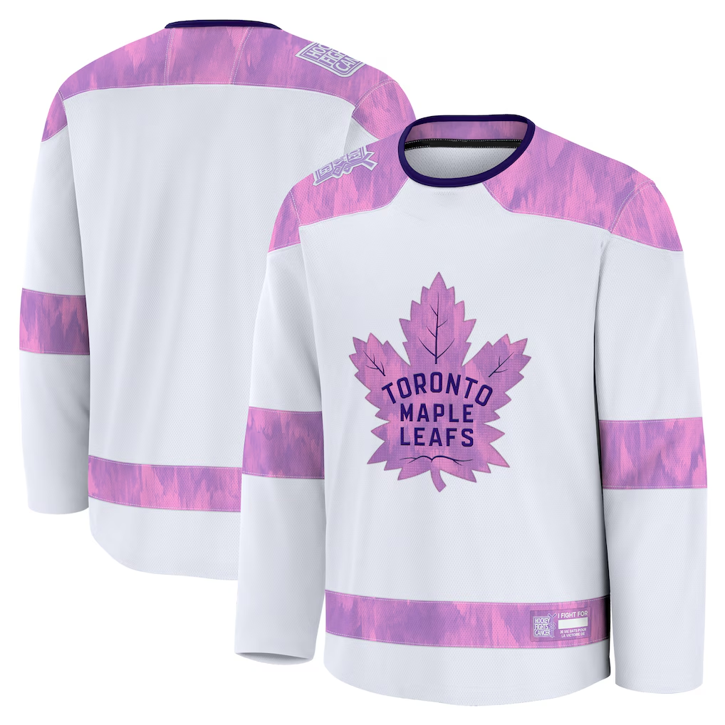 harde T.Maple Leafs White 2024 Hockey Fights Cancer Practice Jerseys
