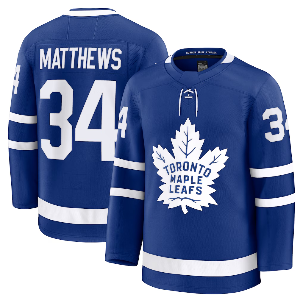 harde T.Maple Leafs #34 Auston Matthews Blue Home Premium Jerseys