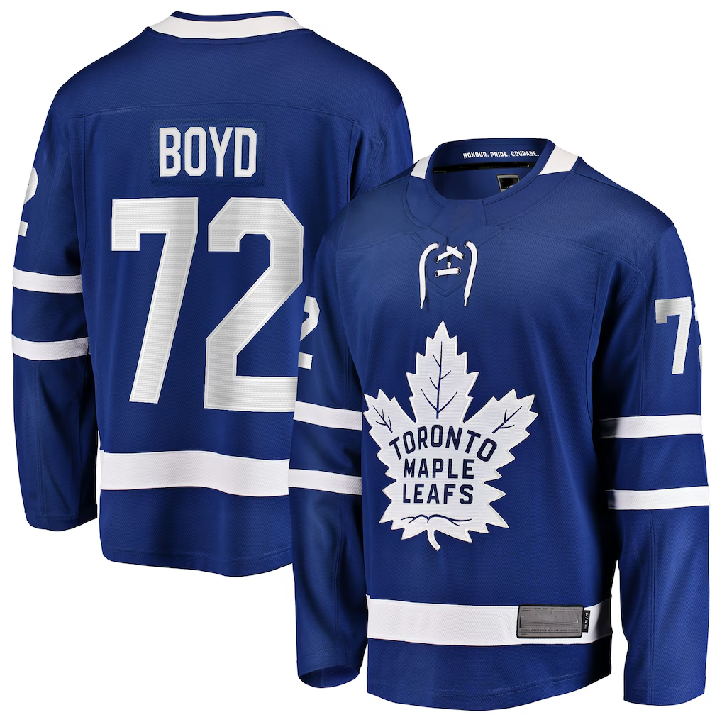 harde T.Maple Leafs #72 Travis Boyd Blue Home Breakaway Jerseys