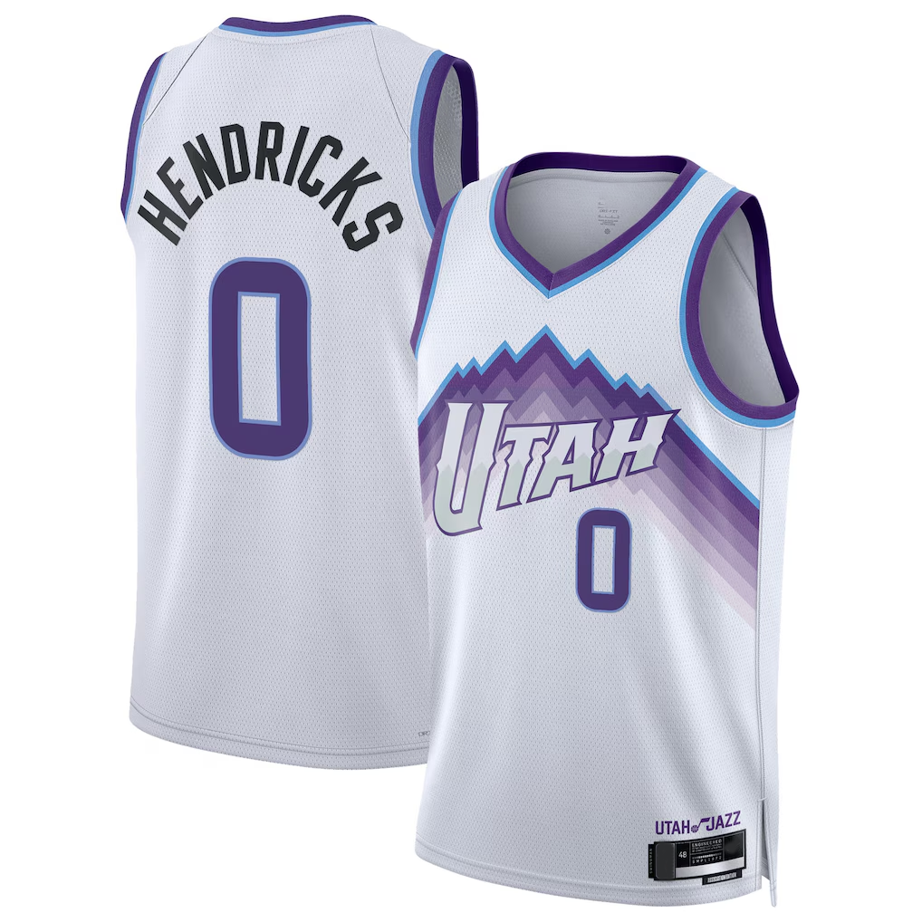 harde U.Jazz #0 Taylor Hendricks White Swingman Jerseys - Association Edition