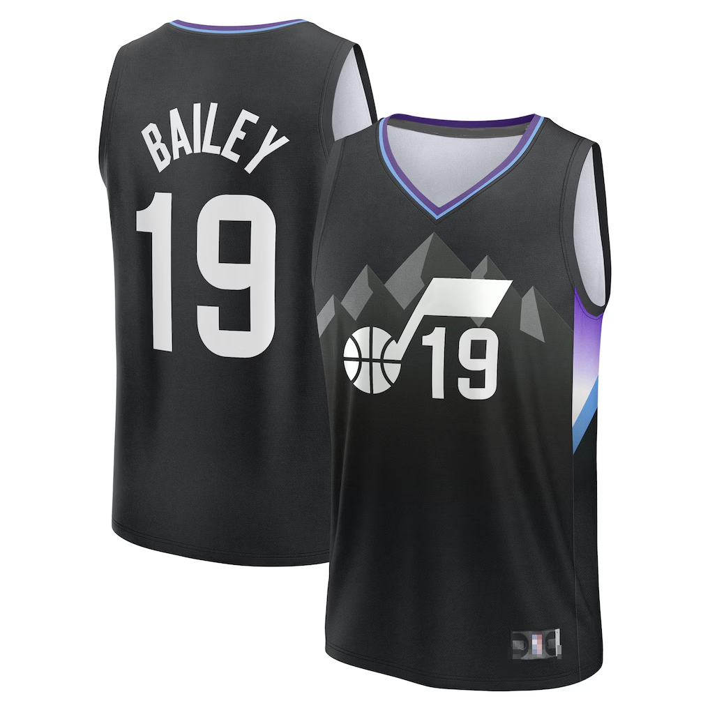 harde U.Jazz #19 Ace Bailey Fanatics Black 2025 Draft First Round Pick Fast Break Replica Jerseys - Statement Edition