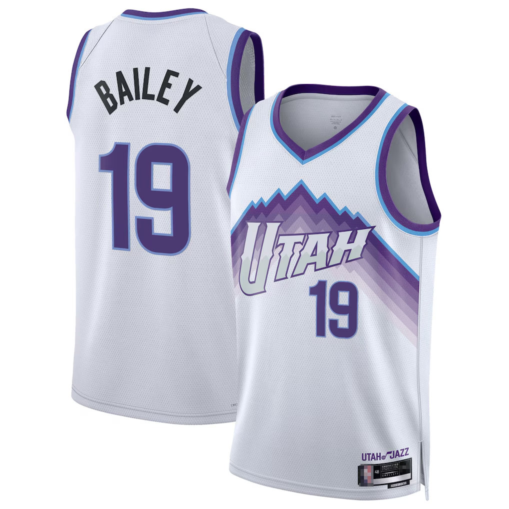 harde U.Jazz #19 Ace Bailey White Swingman Jerseys- Association Edition