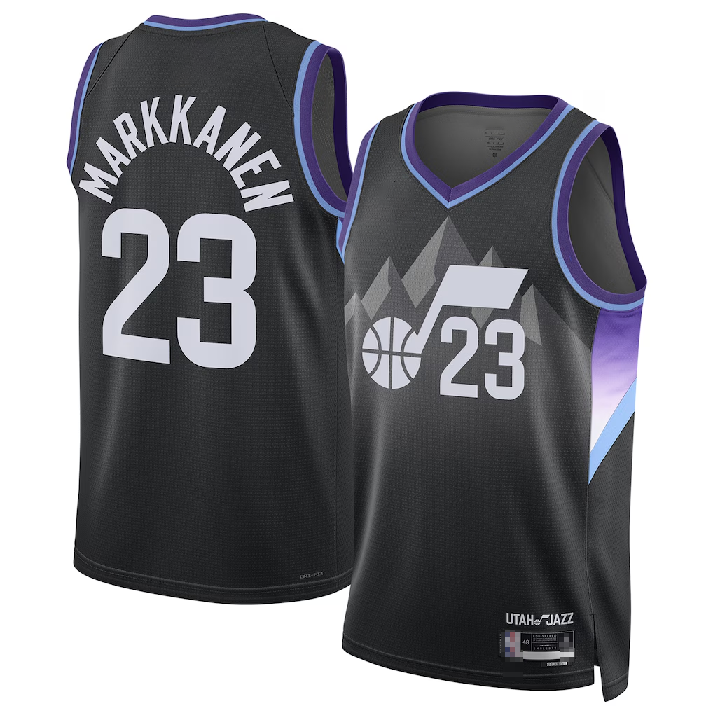 harde U.Jazz #23 Lauri Markkanen Black 2024-2025 Swingman Jerseys - Statement Edition