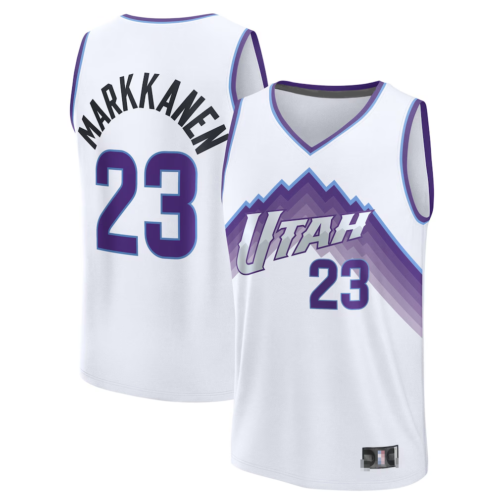 harde U.Jazz #23 Lauri Markkanen Fanatics White Fast Break Replica Player Jerseys - Association Edition