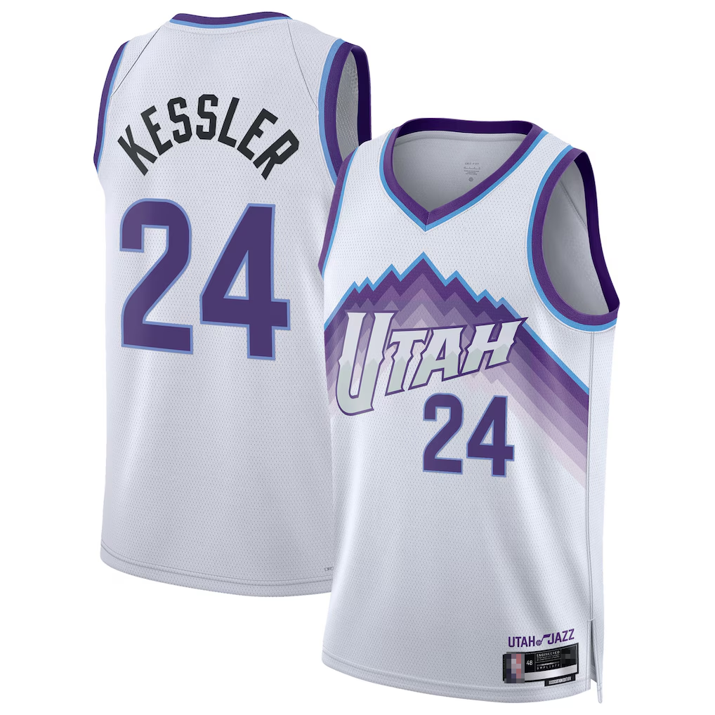 harde U.Jazz #24 Walker Kessler White Swingman Jerseys - Association Editio