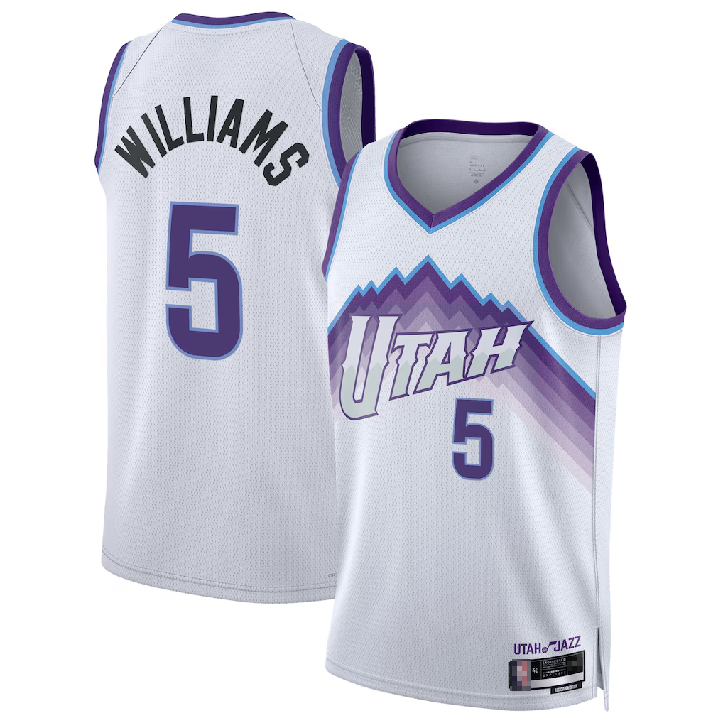 harde U.Jazz #5 Cody Williams White Swingman Jerseys - Association Edition