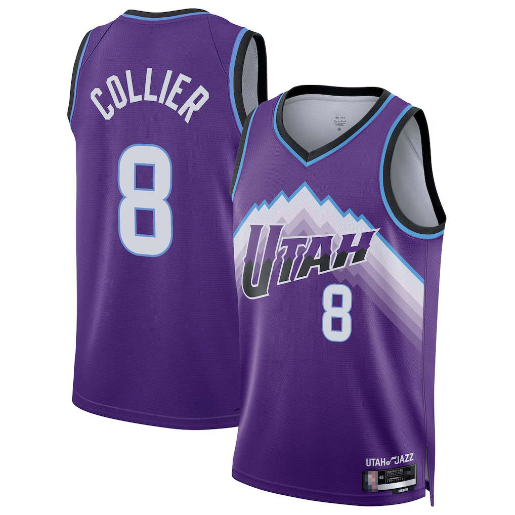 harde U.Jazz #8 Isaiah Collier Purple Swingman Jerseys - Icon Edition