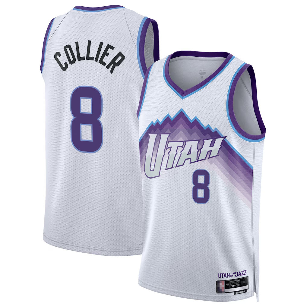 harde U.Jazz #8 Isaiah Collier White Swingman Jerseys - Association Edition