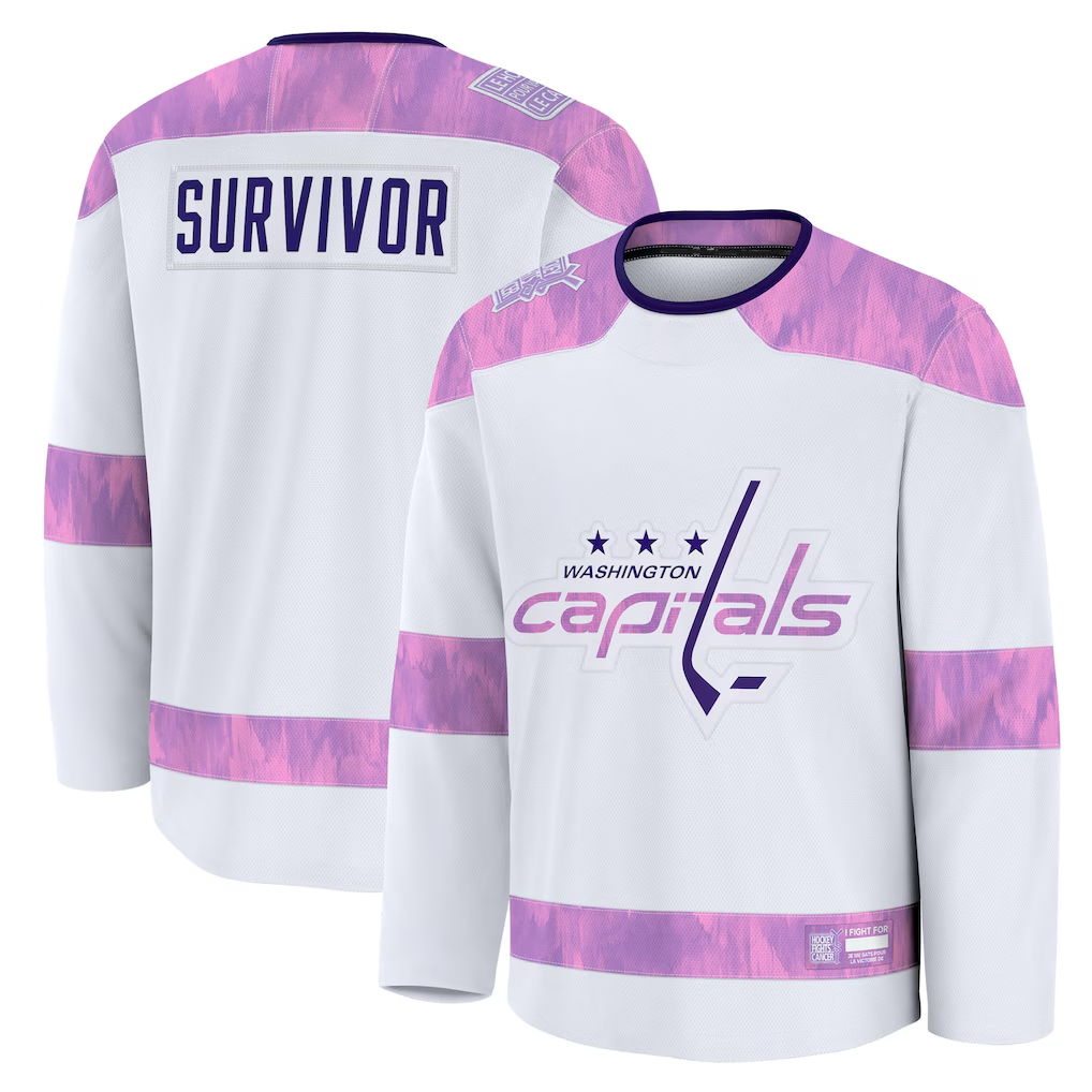 harde W.Capitals White Hockey Fights Cancer Survivor Practice Jerseys