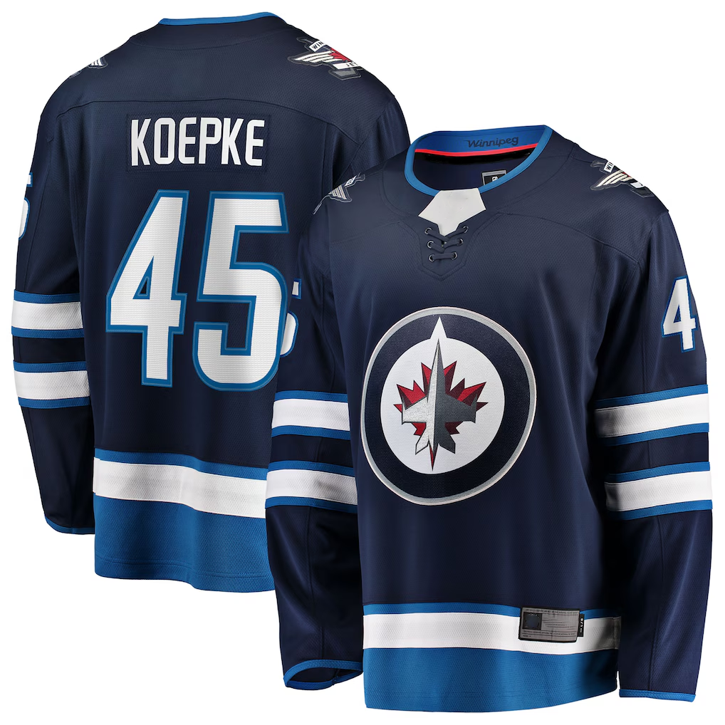 harde W.Jets #45 Cole Koepke Navy Home Breakaway Jerseys