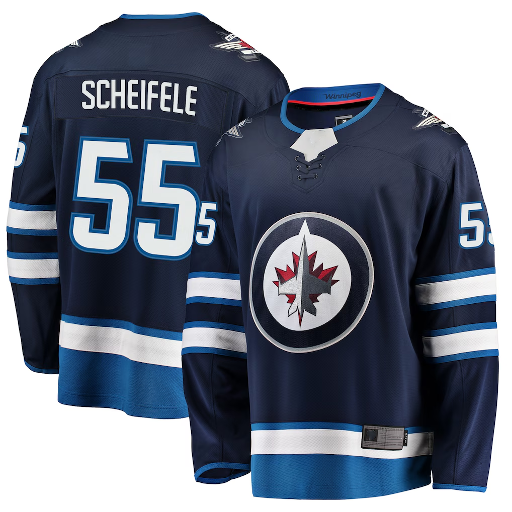 harde W.Jets #55 Mark Scheifele Navy Breakaway Replica Jerseys